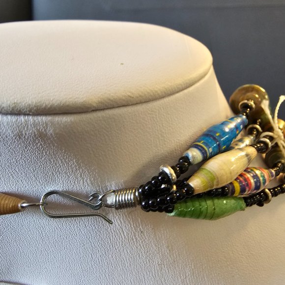New Recycled Paper Beads Acacia Creation Artisan Necklace Bracelet Studio Kenya - Picture 10 of 16